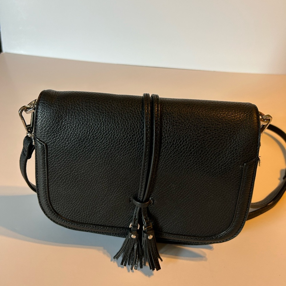 Charming Charlie Crossbody Messenger Shoulder Purse Leather BLACK